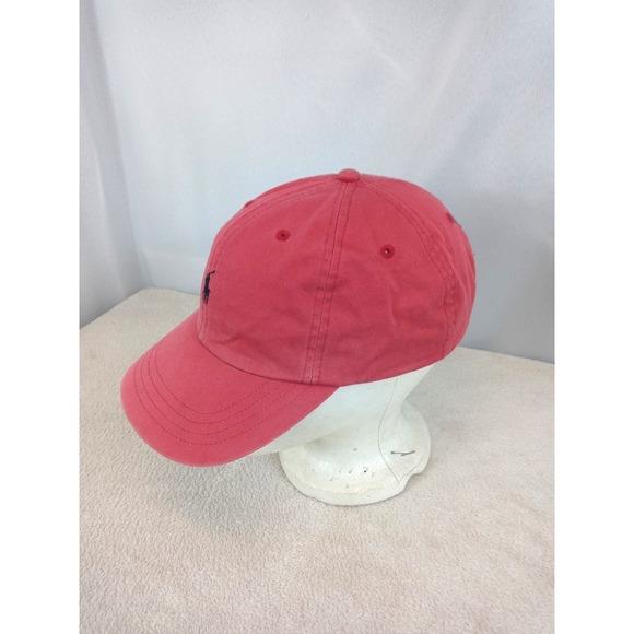 Vtg Polo Ralph Lauren Hat Cap Chino Faded‎ Red Pony Logo Leather Strapback 90s - Picture 3 of 10